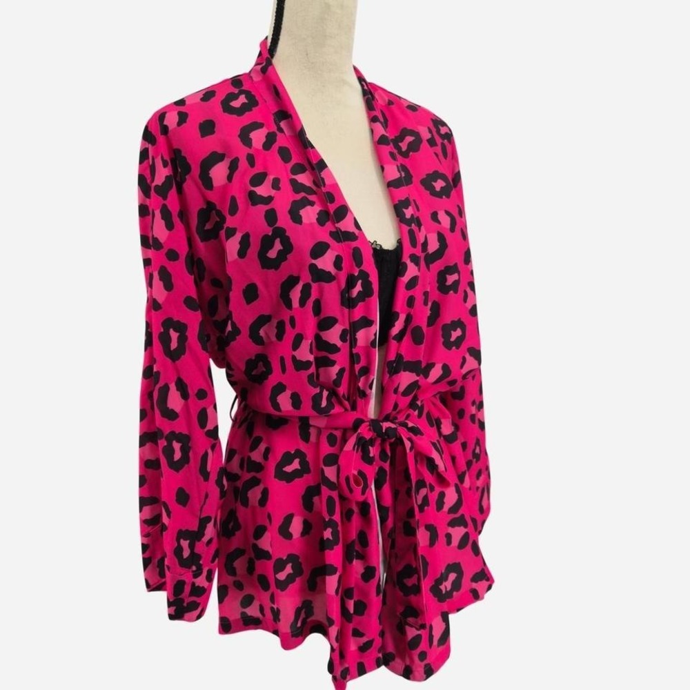 Pink black animal print robe
